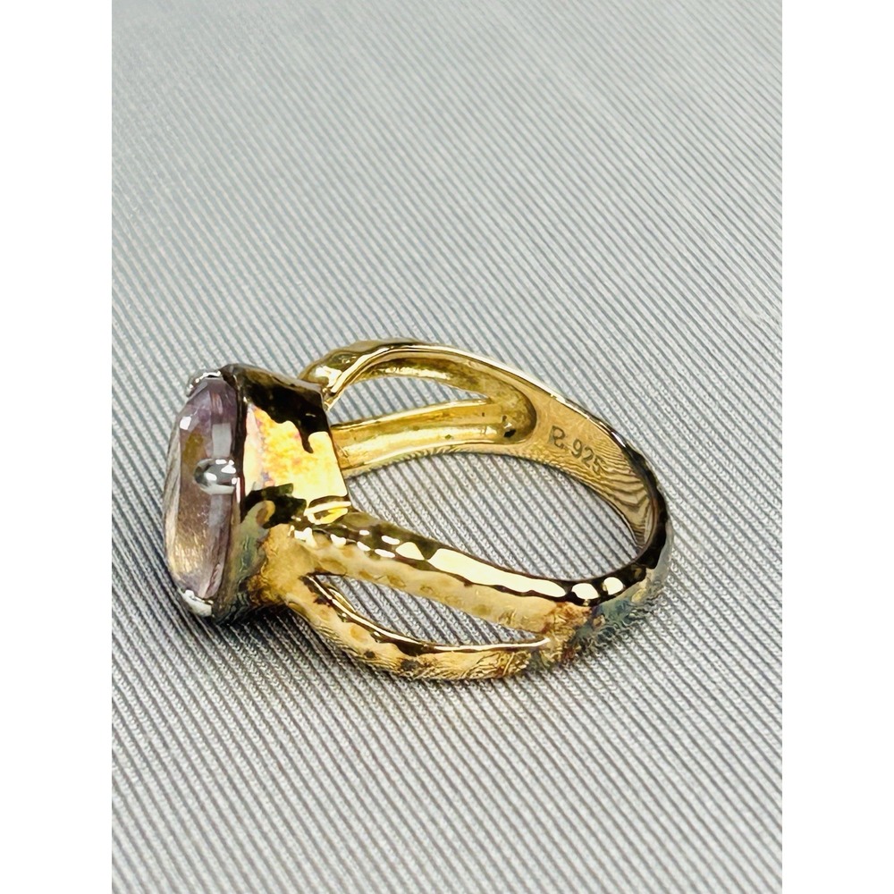 Sterling Silver Gold Tone Size 7.25 Ring With Faux Lavender Stone China READ - Picture 3 of 8